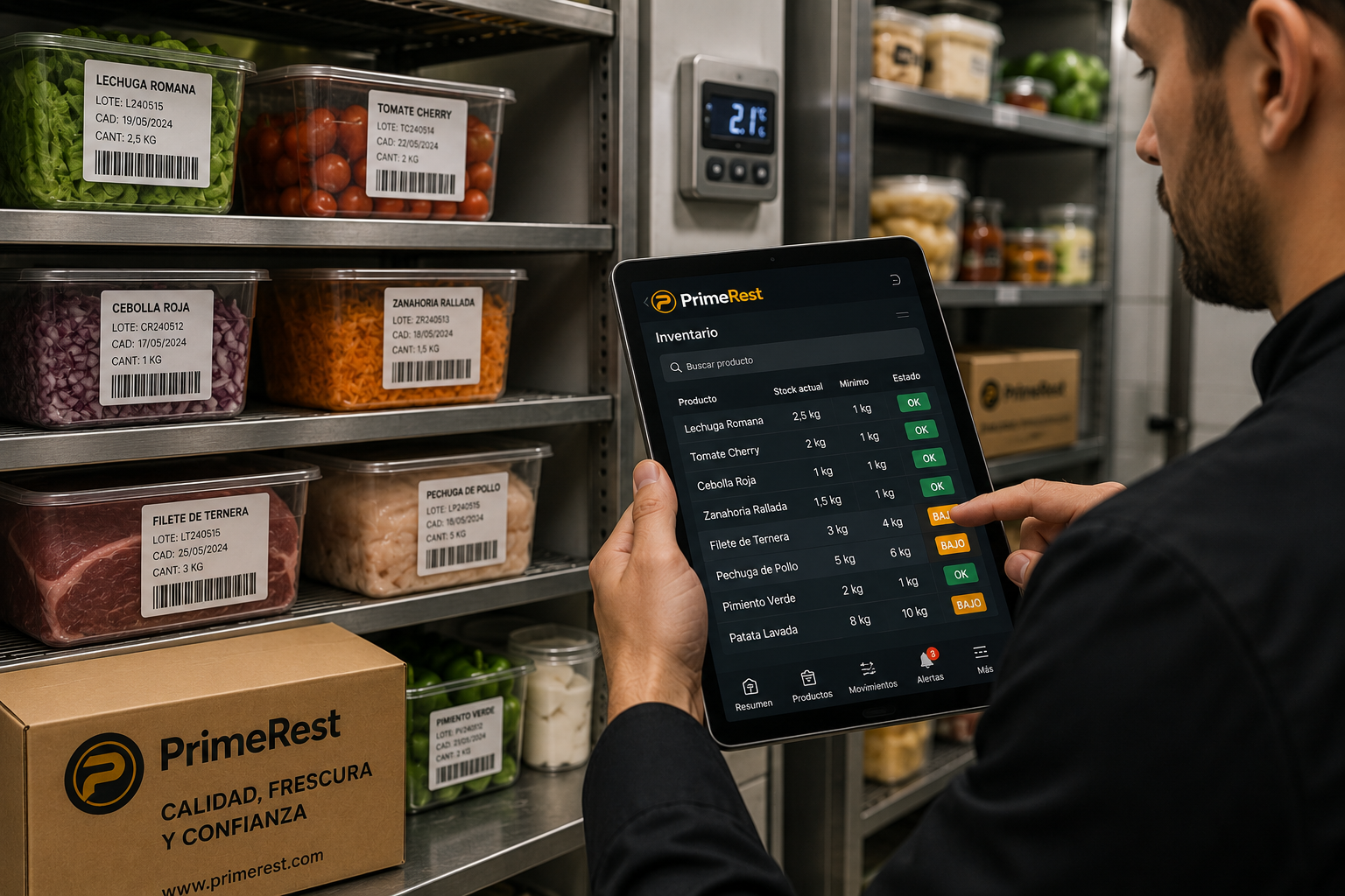 Cámara frigorífica con inventario digital y stock controlado